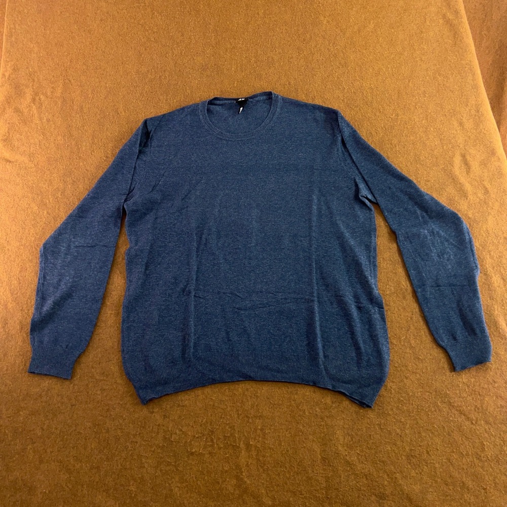 H&M Mens XL Blue Heather Cotton Crew Neck Pullover Sweater